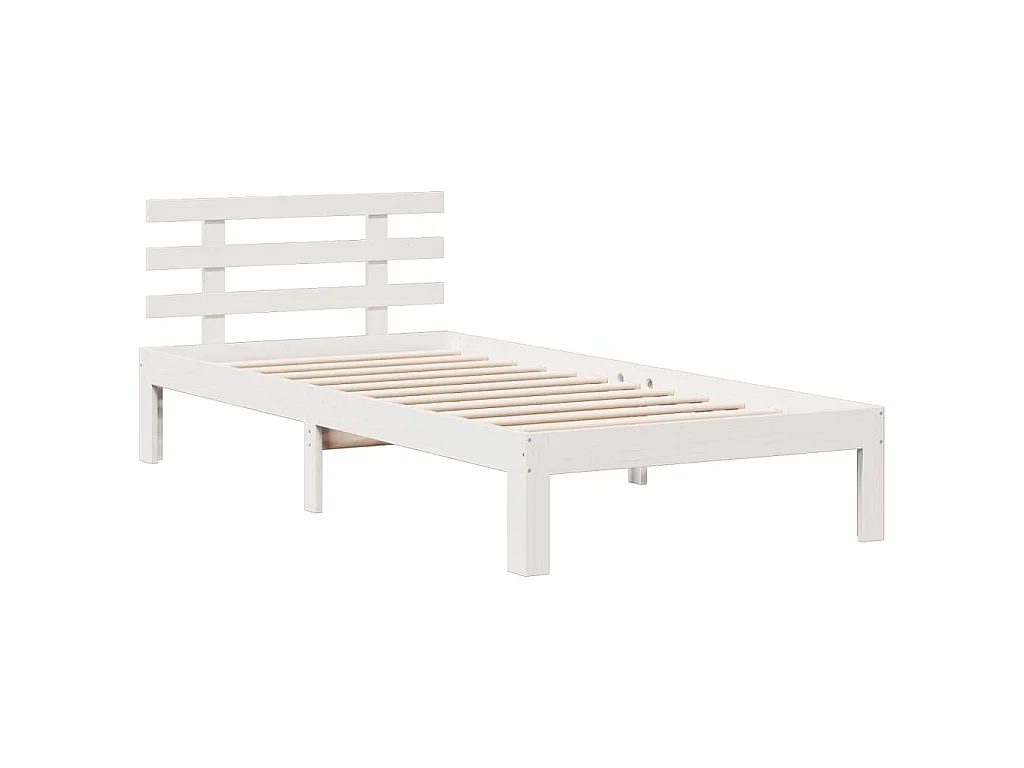 Letto Libreria senza Materasso Bianco 90x190 cm Massello Pino