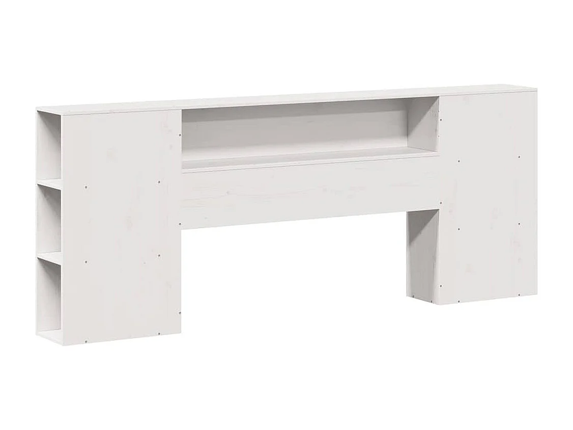 Lit bibliothèque sans matelas blanc 200x200 cm bois pin massif