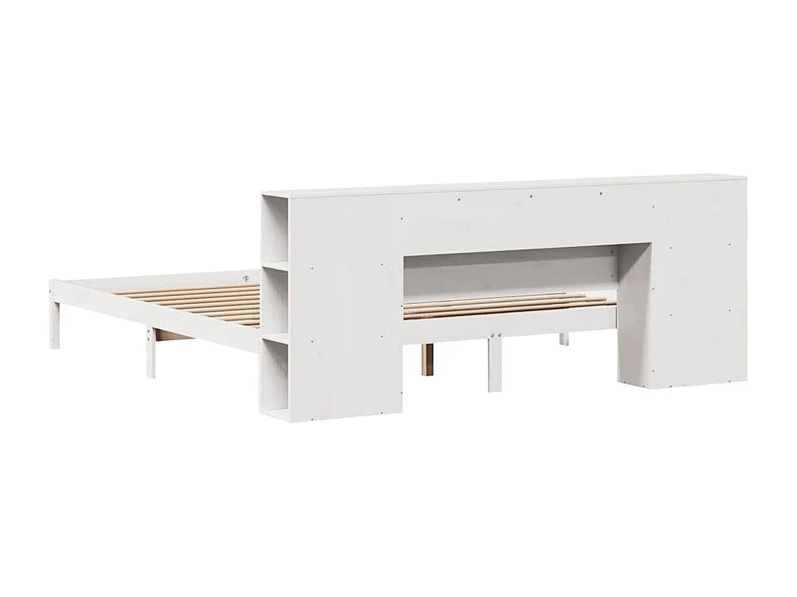 Lit bibliothèque sans matelas blanc 200x200 cm bois pin massif