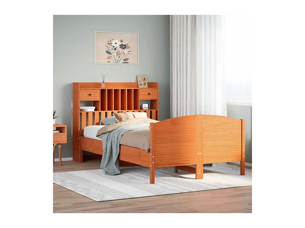 Cama com estante sem colchão 135x190 cm pinho maciço