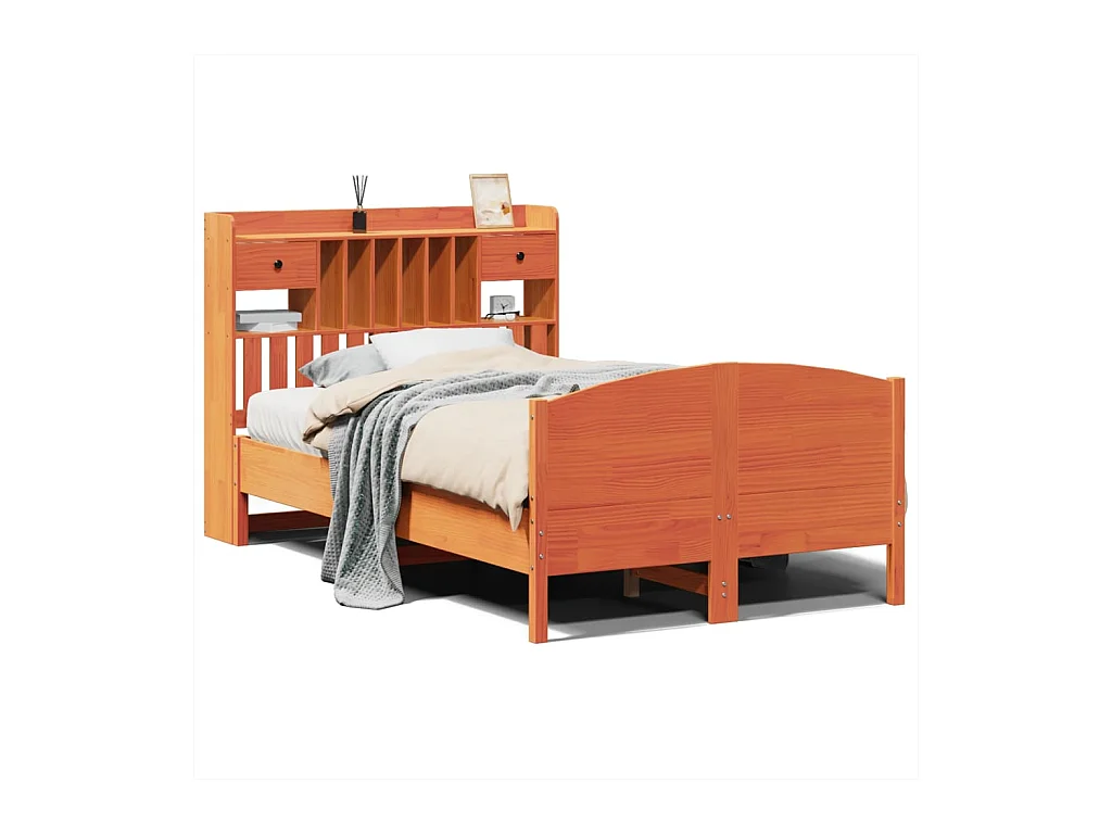 Cama com estante sem colchão 135x190 cm pinho maciço