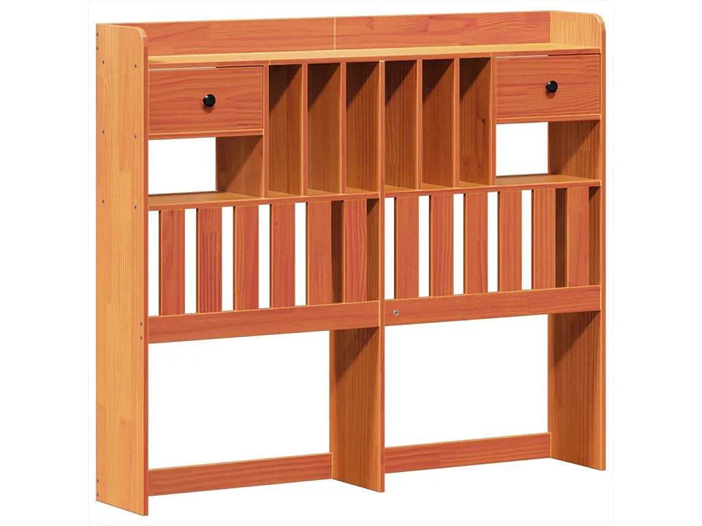 Bed met boekenkast zonder matras grenenhout wasbruin 135x190 cm