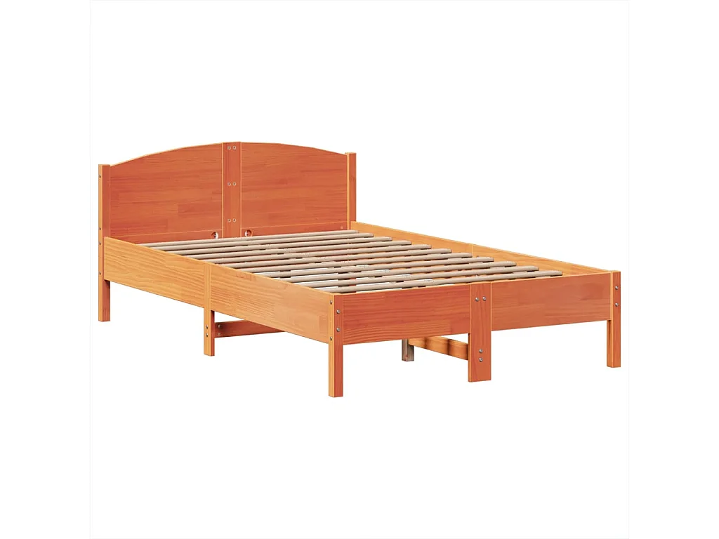 Massivholzbett mit Regal ohne Matratze Wachsbraun 135x190 cm