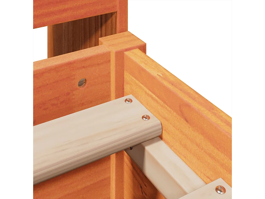 Massivholzbett mit Regal ohne Matratze Wachsbraun 135x190 cm