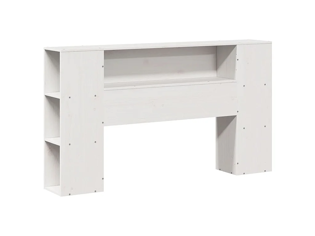 Lit bibliothèque sans matelas blanc 140x190 cm bois pin massif