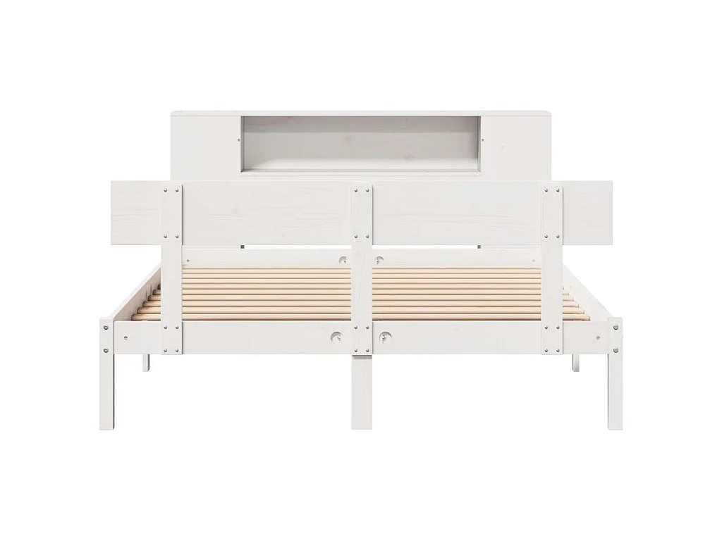 Letto Libreria senza Materasso Bianco 150x200 cm Legno di Pino
