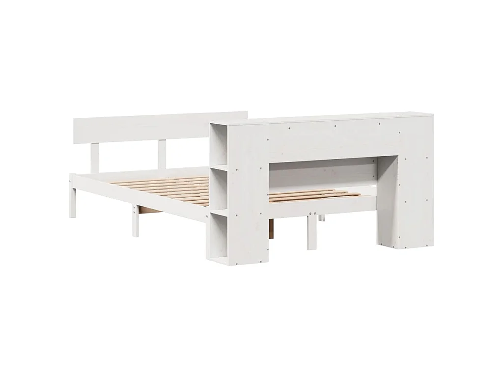 Letto Libreria senza Materasso Bianco 150x200 cm Legno di Pino