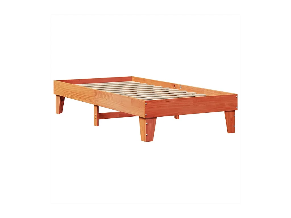Massivholzbett mit Regal ohne Matratze Wachsbraun 90x200 cm