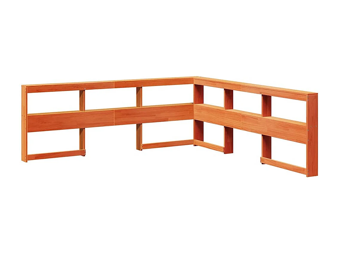 Bed met boekenkast zonder matras grenenhout wasbruin 90x200 cm