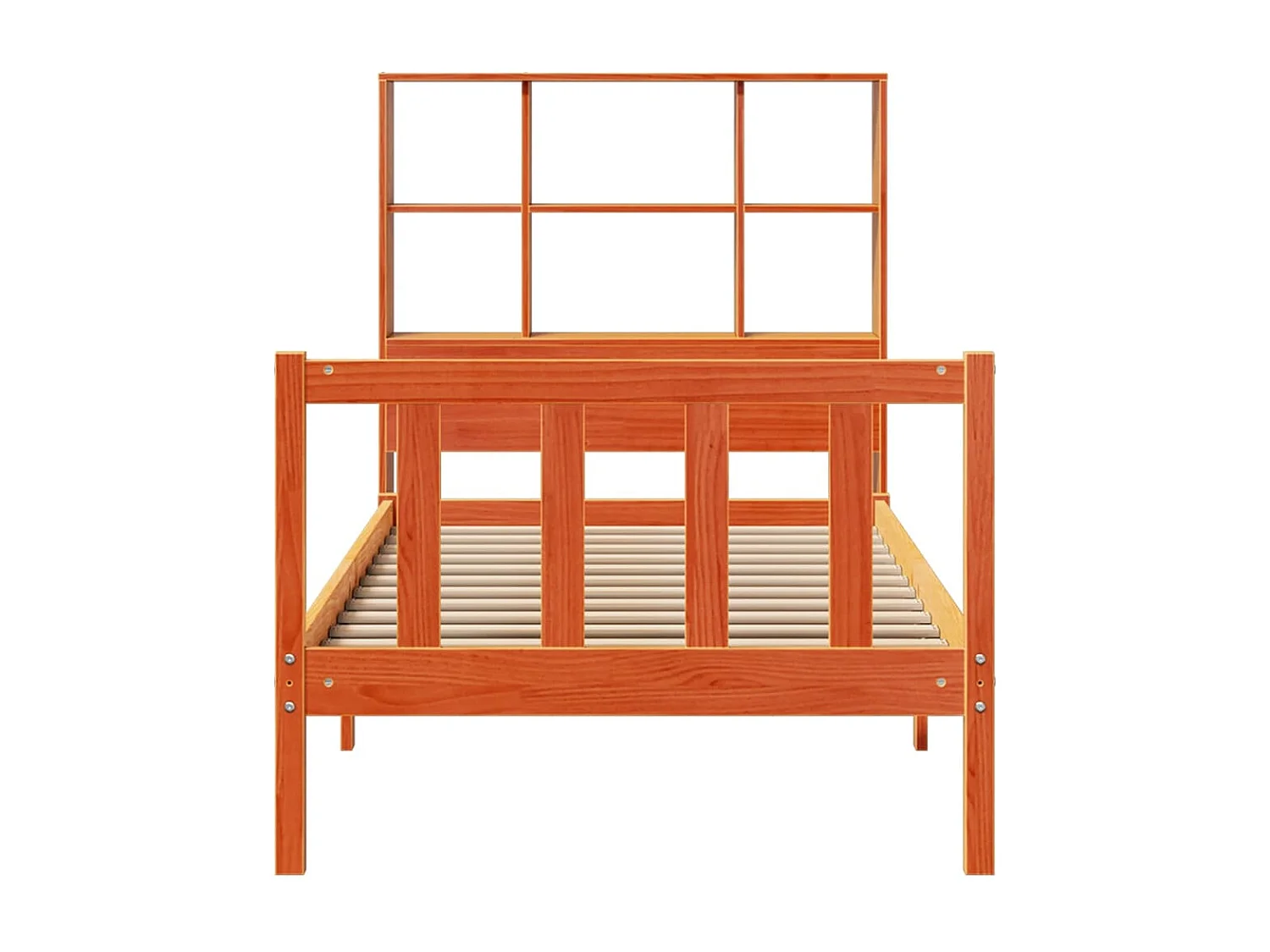 Letto Libreria senza Materasso Marrone Cera 75x190 cm in Pino