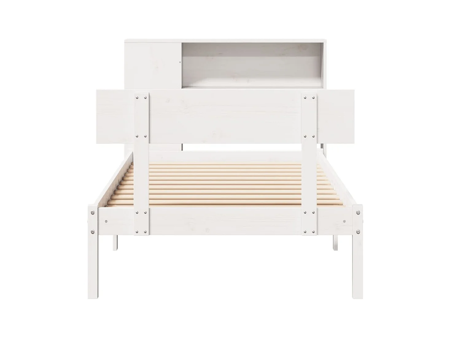 Lit bibliothèque sans matelas blanc 100x200 cm bois pin massif