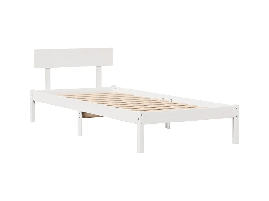 Lit bibliothèque sans matelas blanc 100x200 cm bois pin massif