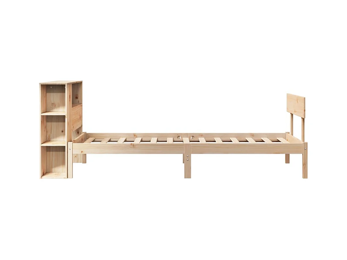 Lit bibliothèque sans matelas 90x200 cm bois de pin massif