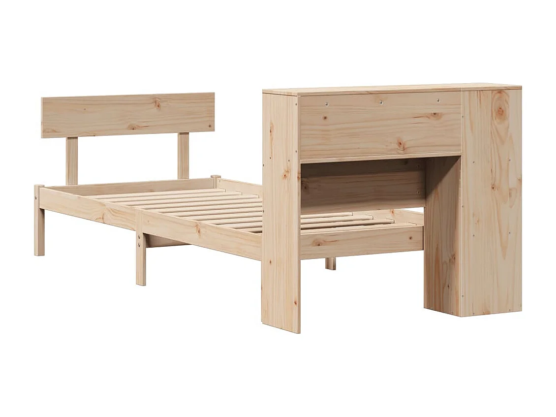 Lit bibliothèque sans matelas 90x200 cm bois de pin massif