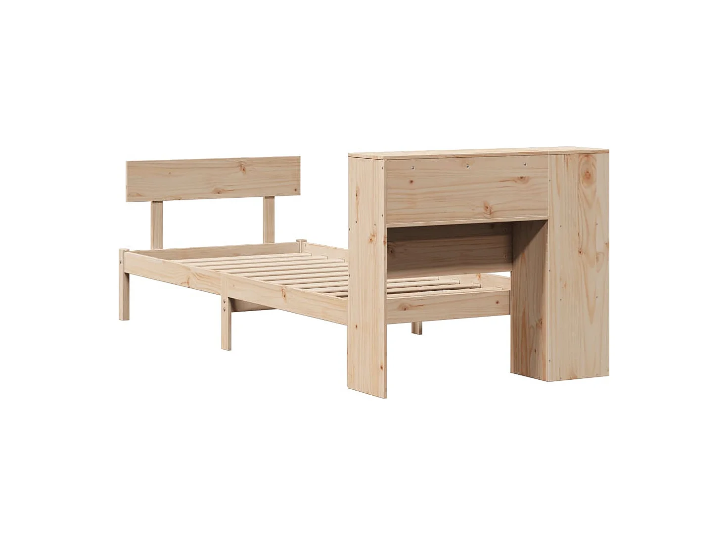 Letto Libreria senza Materasso 90x200 cm Legno Massello Pino