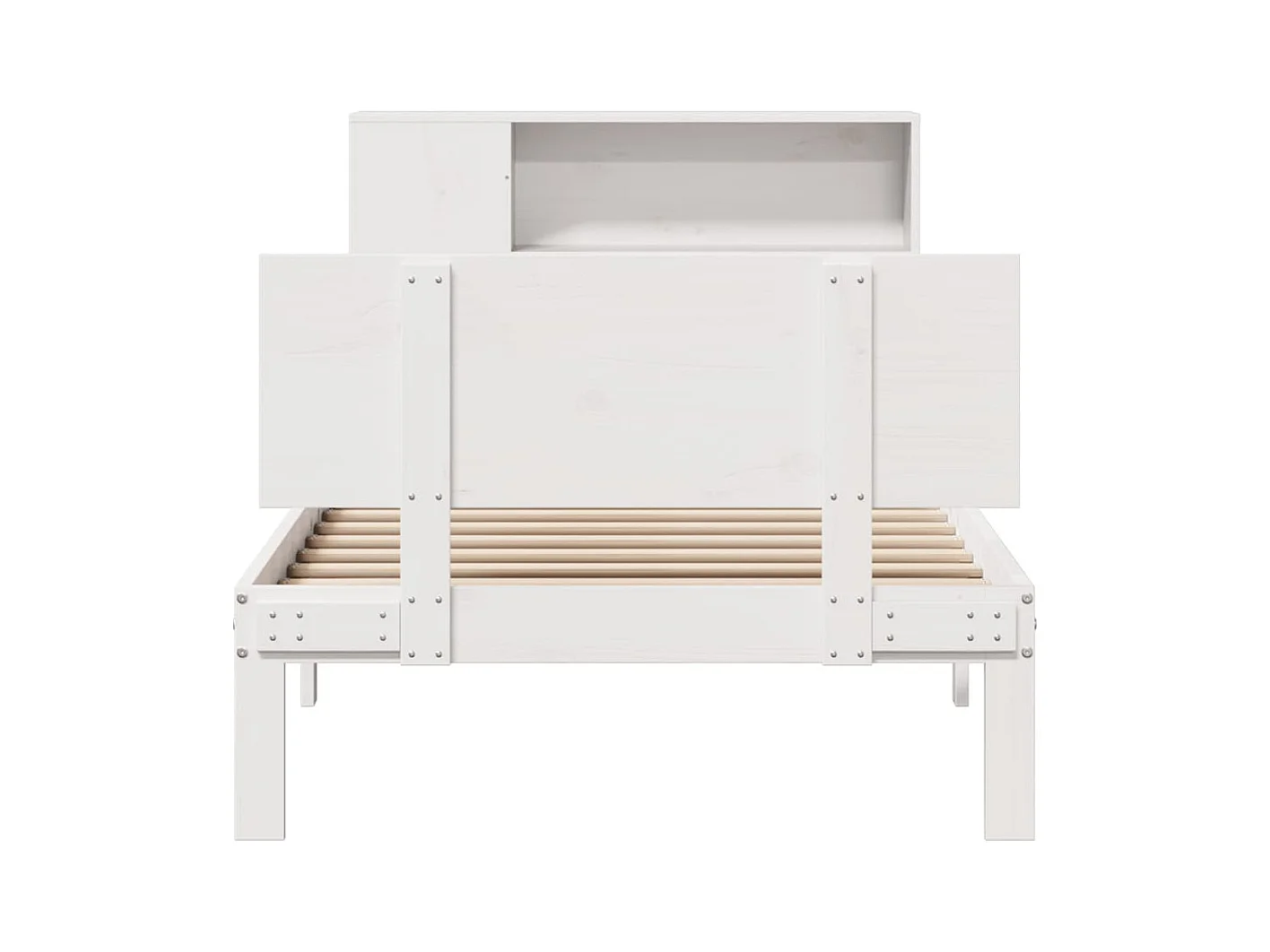 Lit bibliothèque sans matelas blanc 90x200cm bois de pin massif
