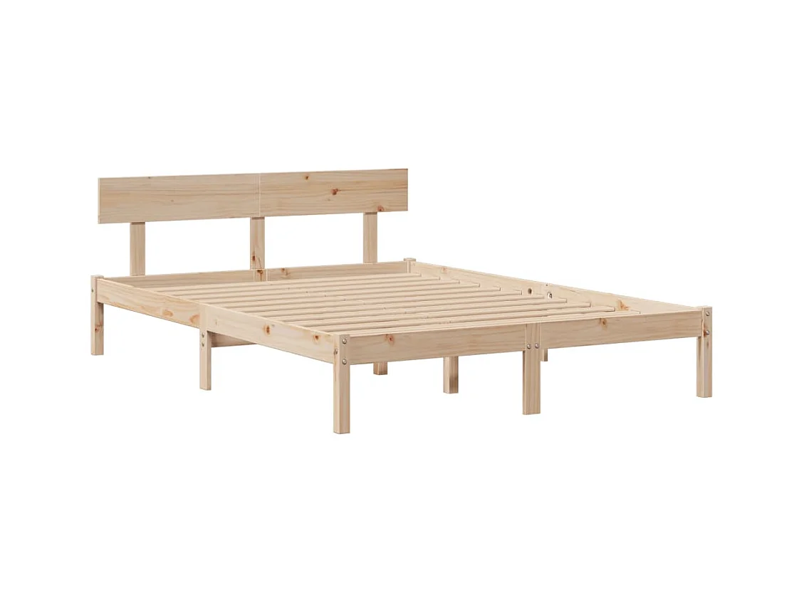 Lit bibliothèque sans matelas 140x200 cm bois massif de pin