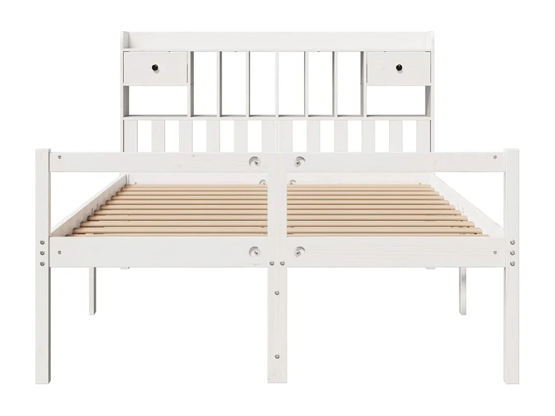 Lit bibliothèque sans matelas blanc 150x200 cm bois pin massif