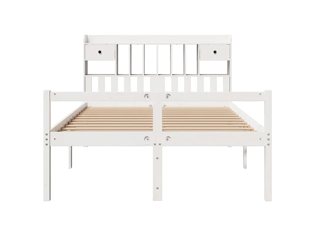 Cama com estante sem colchão 150x200 cm pinho maciço branco