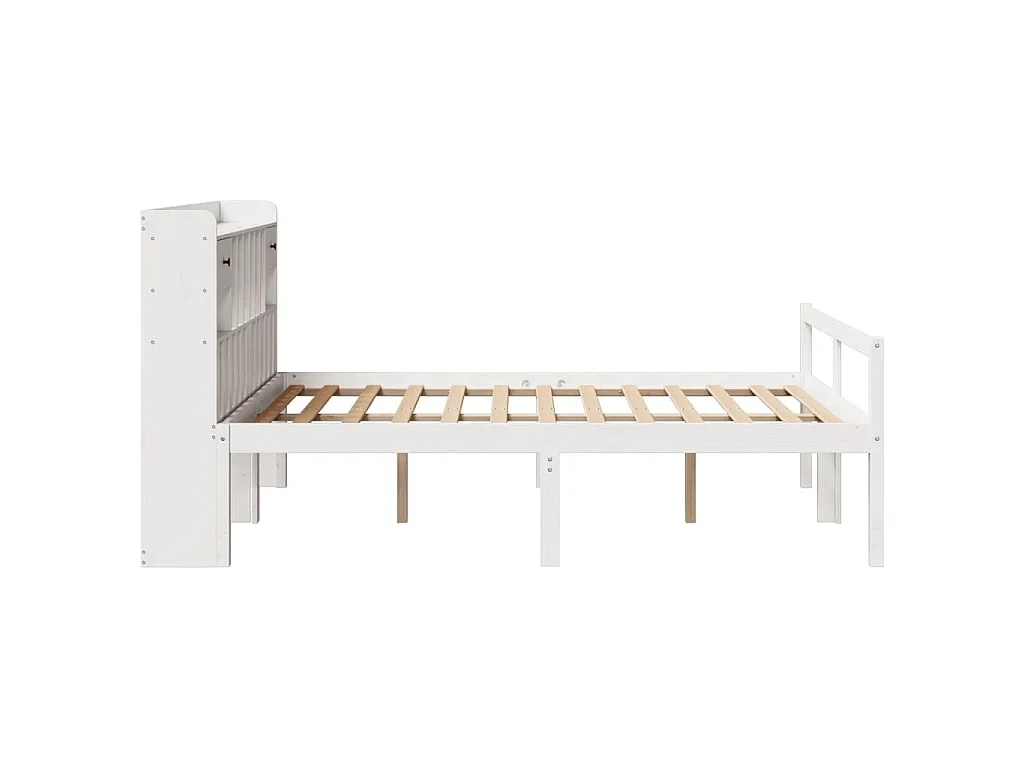 Cama com estante sem colchão 150x200 cm pinho maciço branco