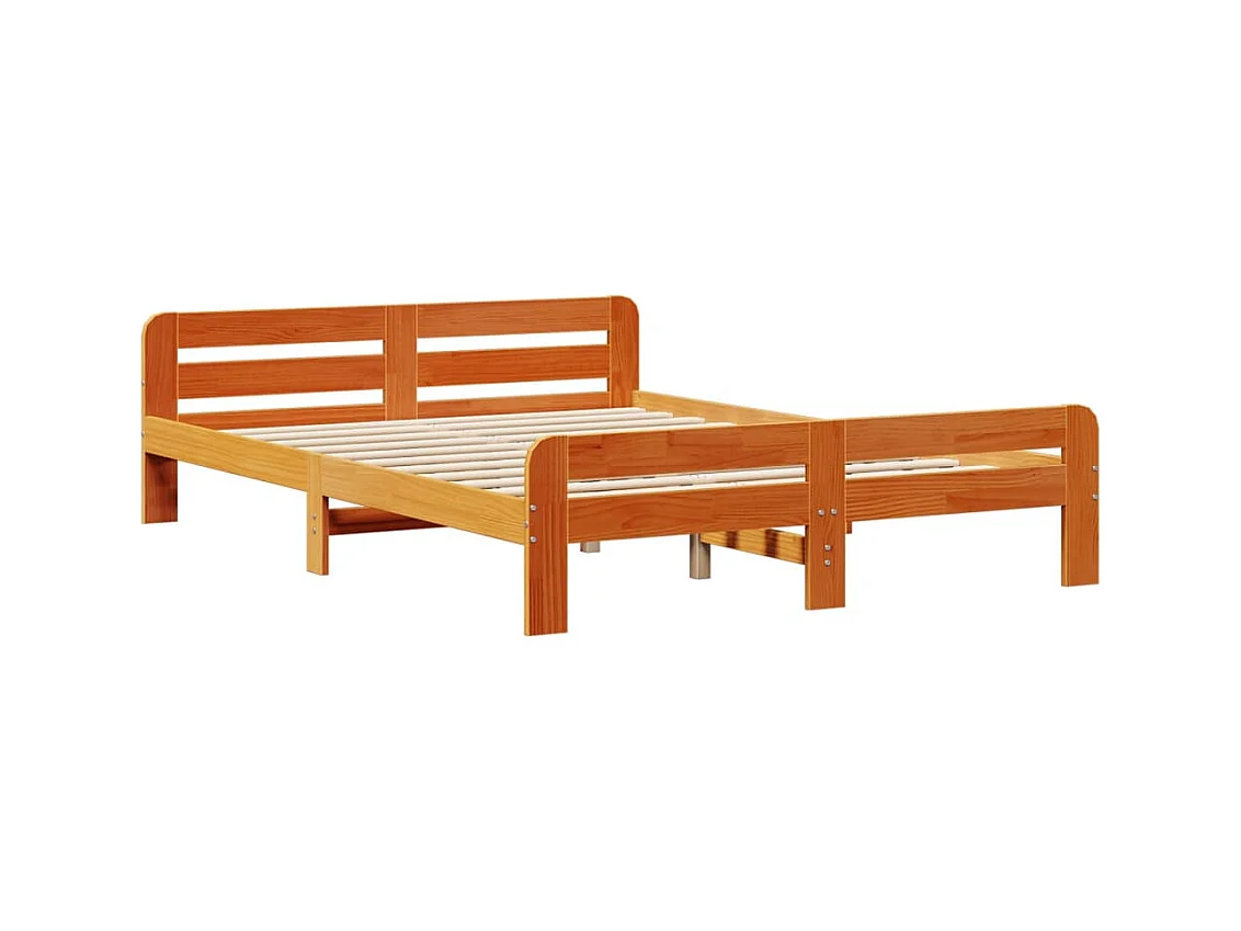 Massivholzbett mit Regal ohne Matratze Wachsbraun 150x200 cm