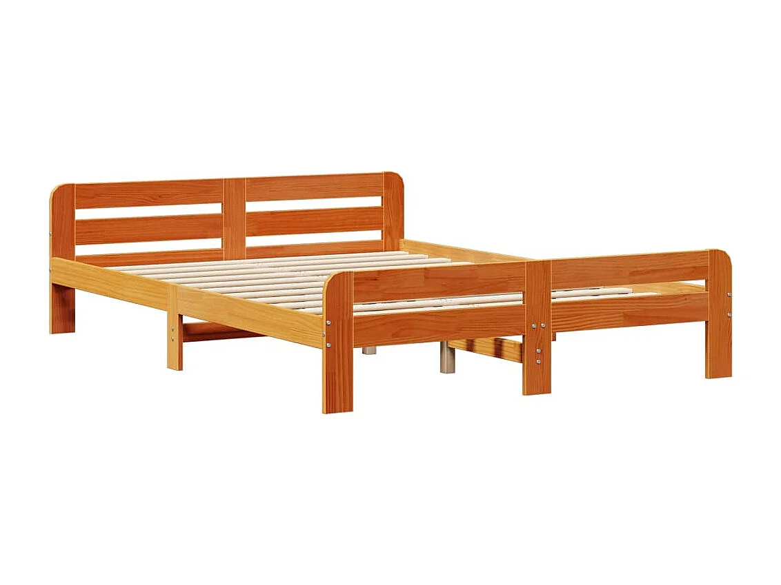 Lit bibliothèque sans matelas cire marron 150x200 cm pin massif