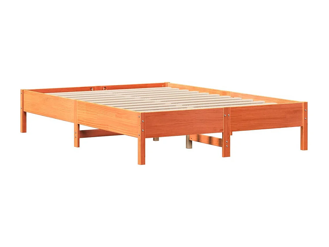 Lit bibliothèque sans matelas cire marron 150x200 cm pin massif
