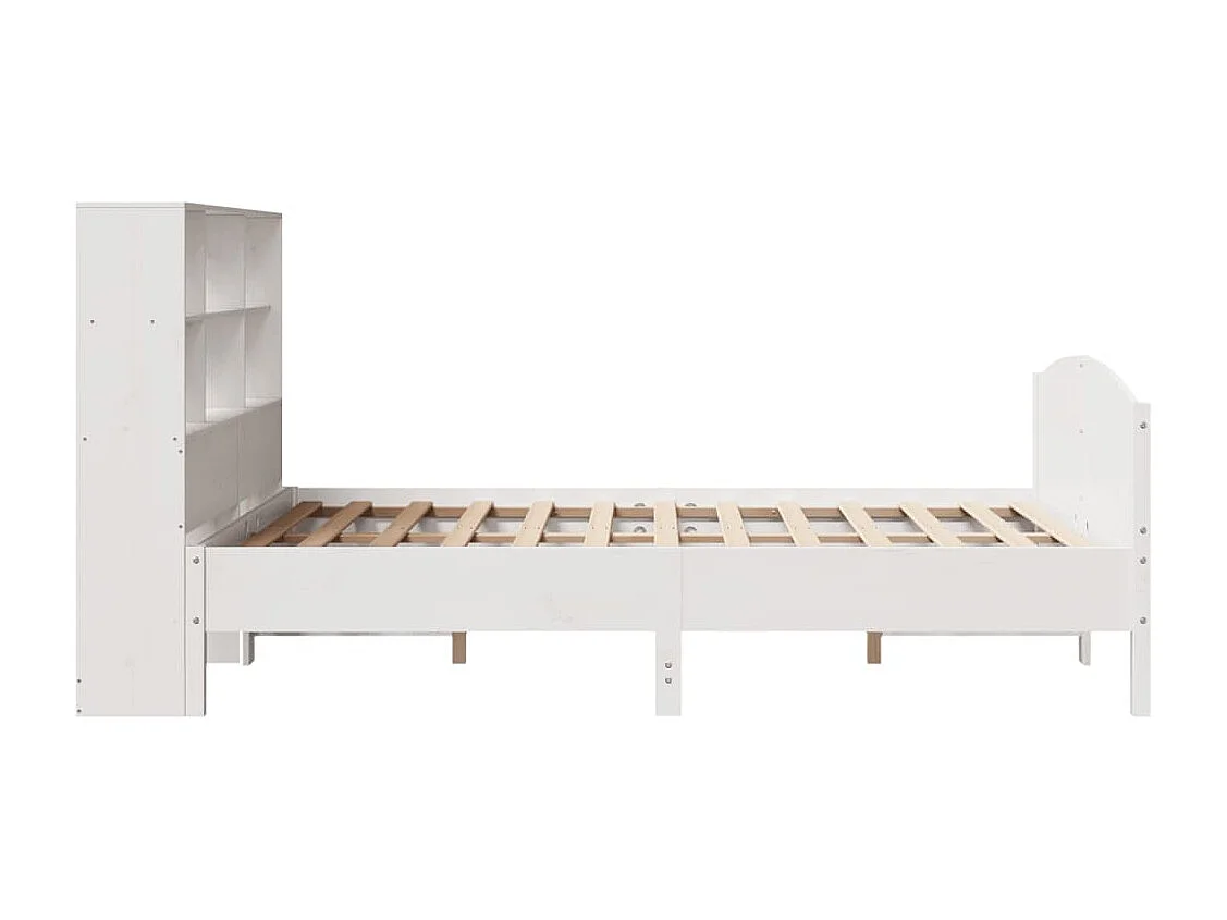 Lit bibliothèque sans matelas blanc 160x200 cm bois pin massif