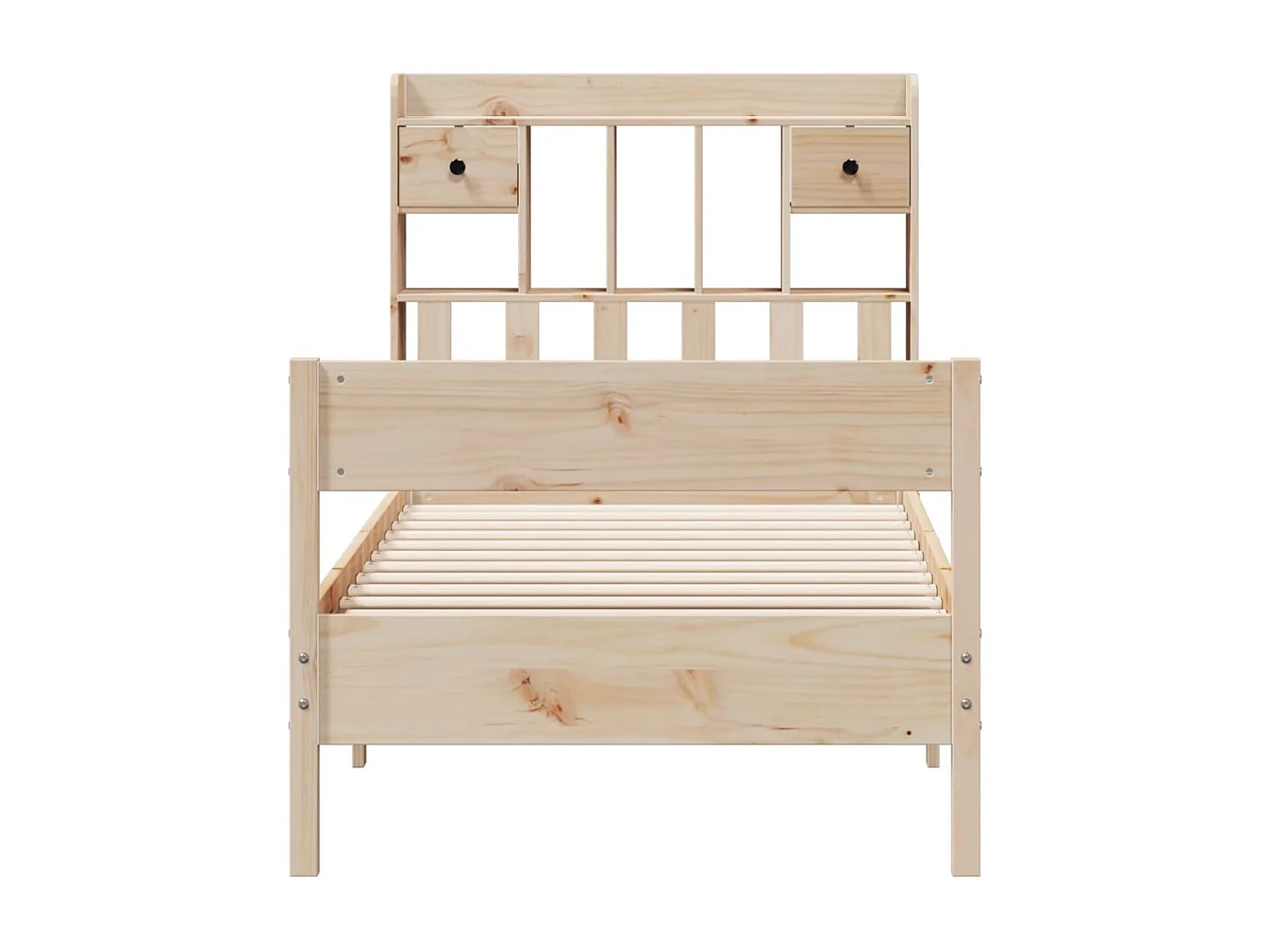 Bed met boekenkast zonder matras massief grenenhout 75x190 cm