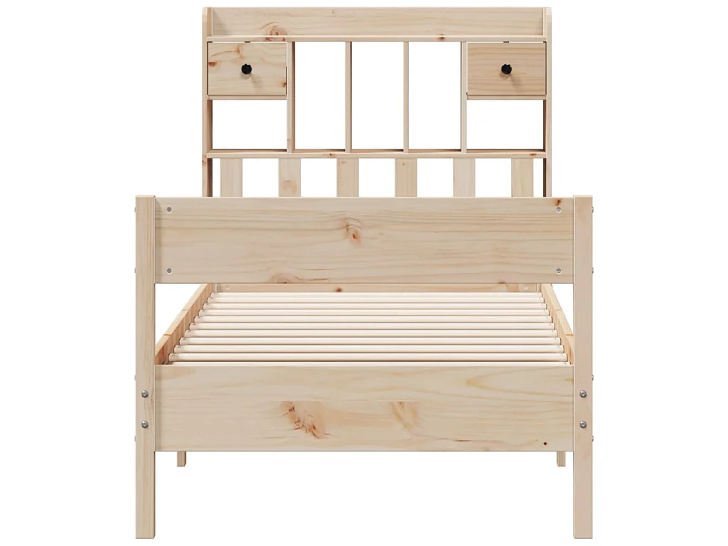 Cama con estantería sin colchón madera maciza de pino 75x190 cm