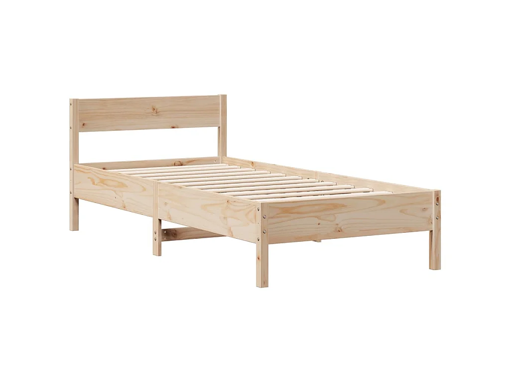Cama con estantería sin colchón madera maciza de pino 75x190 cm