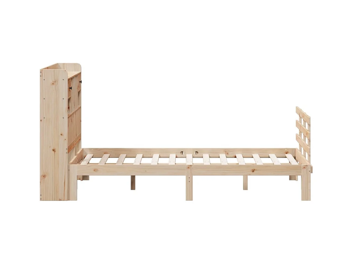 Lit bibliothèque sans matelas 135x190 cm bois de pin massif
