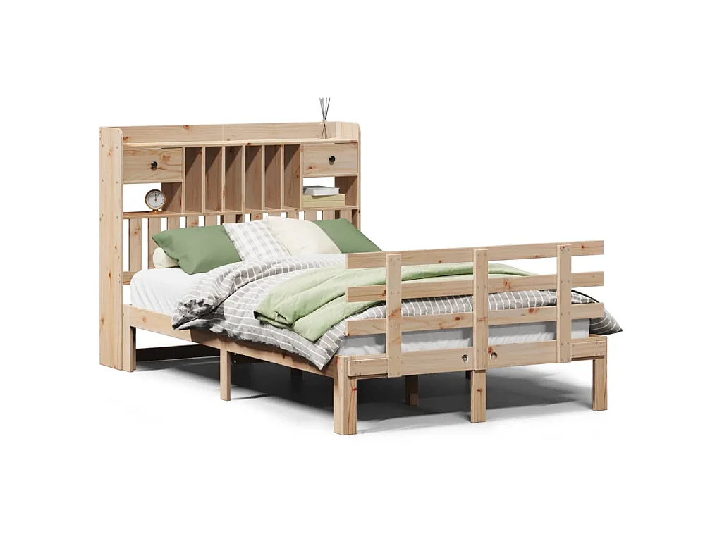 Cama com estante sem colchão 135x190 cm pinho maciço