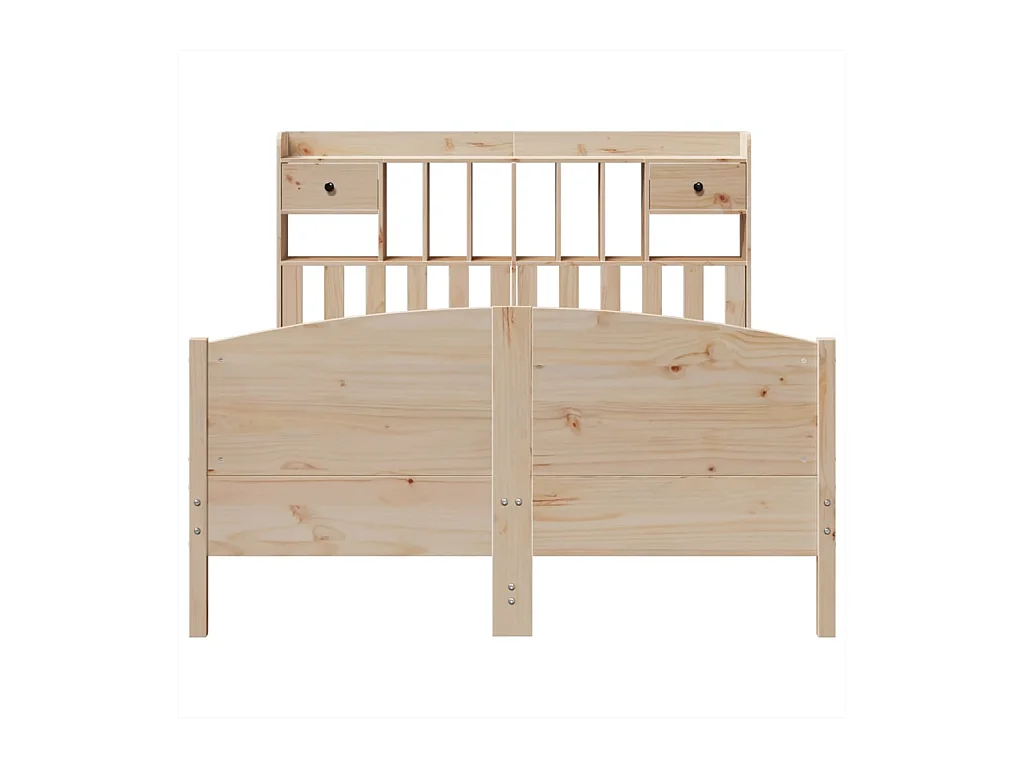 Lit bibliothèque sans matelas 160x200 cm bois massif de pin