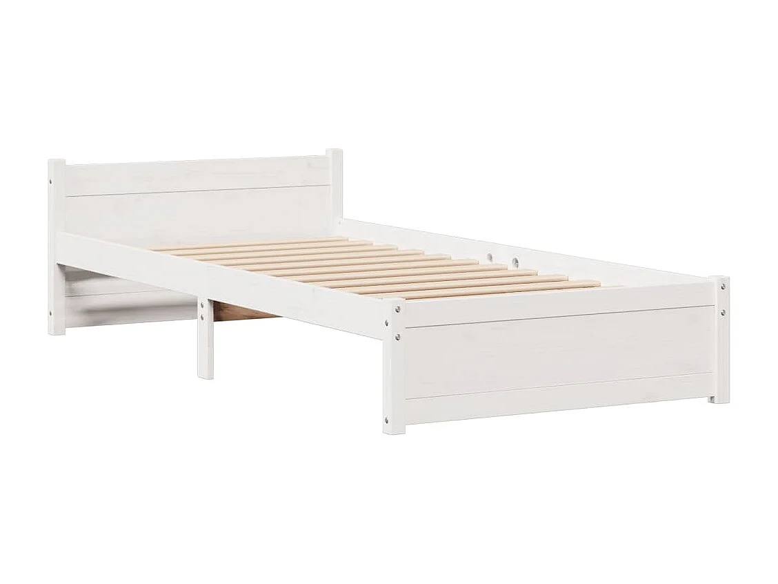 Lit bibliothèque sans matelas blanc 90x200cm bois de pin massif