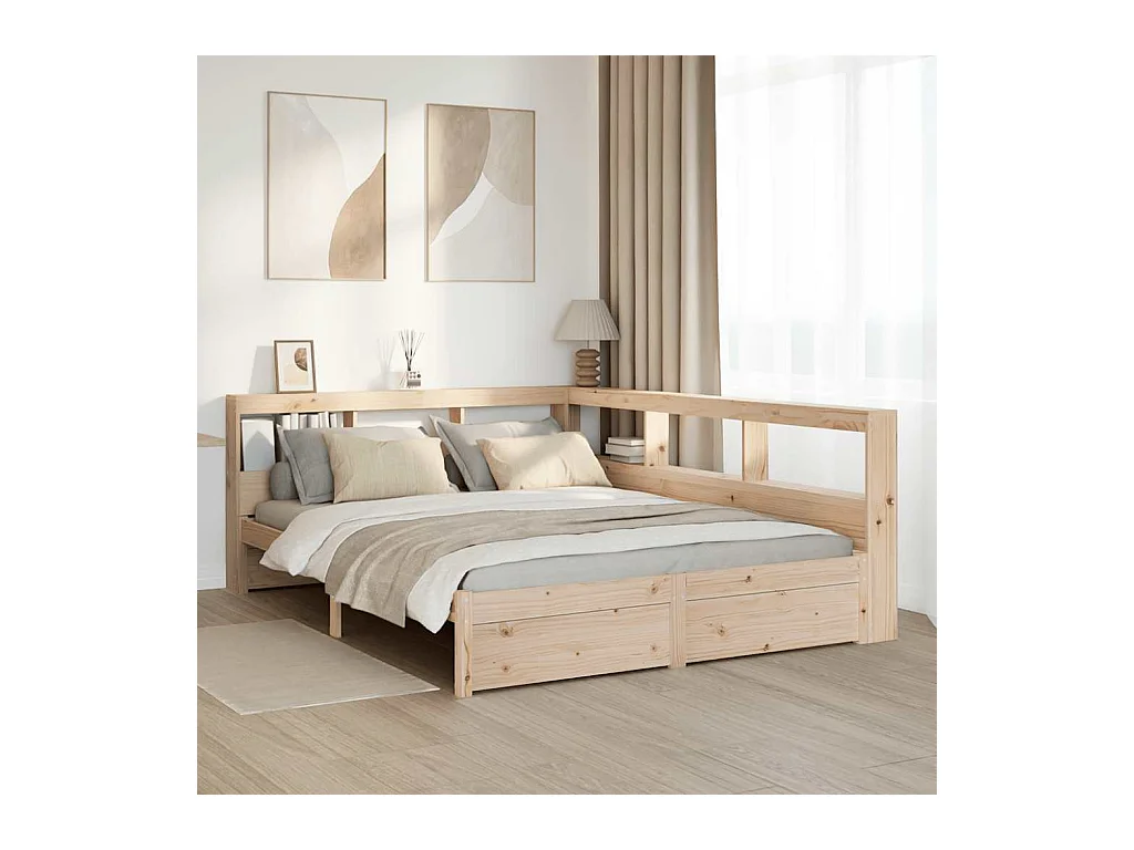 Bed met boekenkast zonder matras massief grenenhout 150x200 cm