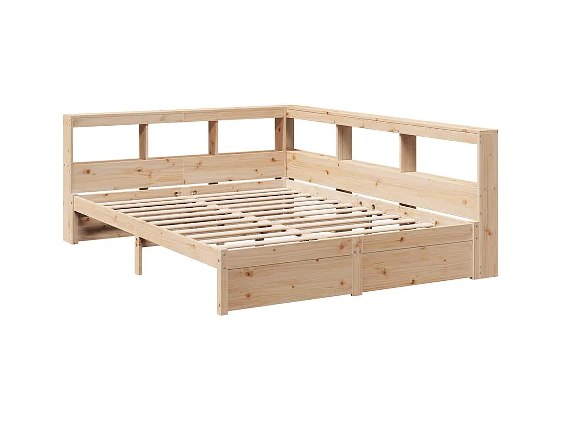 Bed met boekenkast zonder matras massief grenenhout 150x200 cm