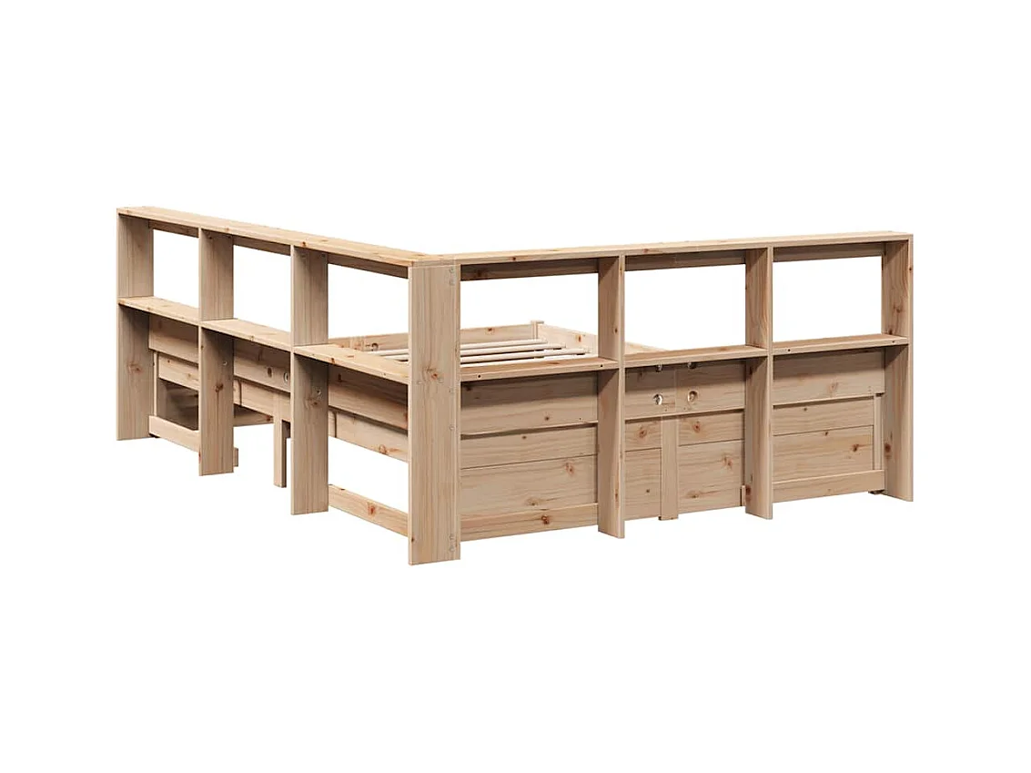 Bed met boekenkast zonder matras massief grenenhout 150x200 cm