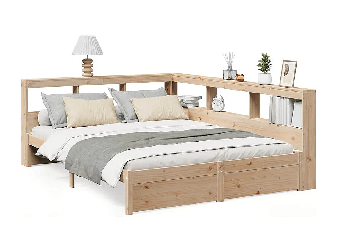 Massivholzbett mit Regal ohne Matratze 150x200 cm Kiefernholz