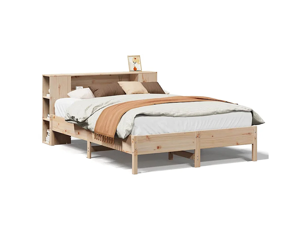 Cama com estante sem colchão 135x190 cm pinho maciço