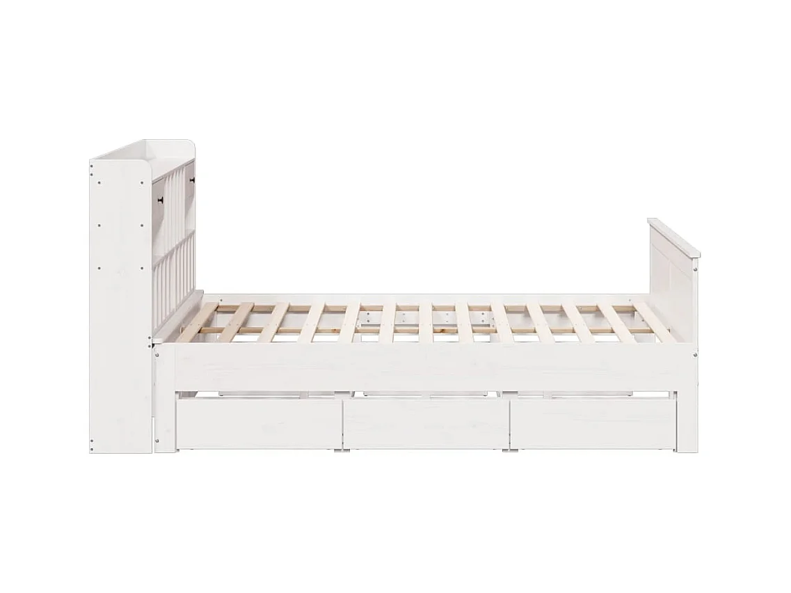 Lit bibliothèque sans matelas blanc 180x200 cm bois pin massif