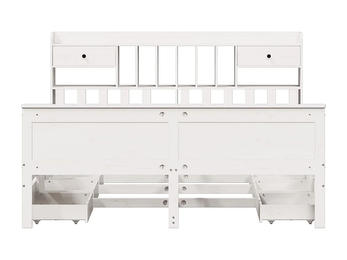 Lit bibliothèque sans matelas blanc 180x200 cm bois pin massif