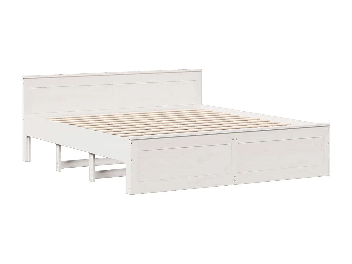 Lit bibliothèque sans matelas blanc 180x200 cm bois pin massif