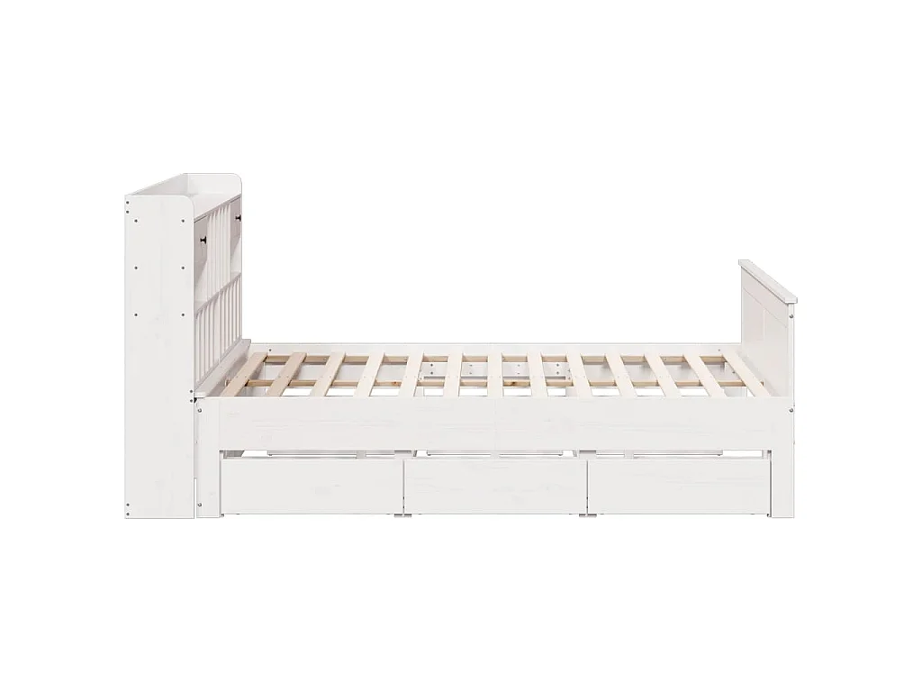 Bed met boekenkast zonder matras grenenhout wit 180x200 cm