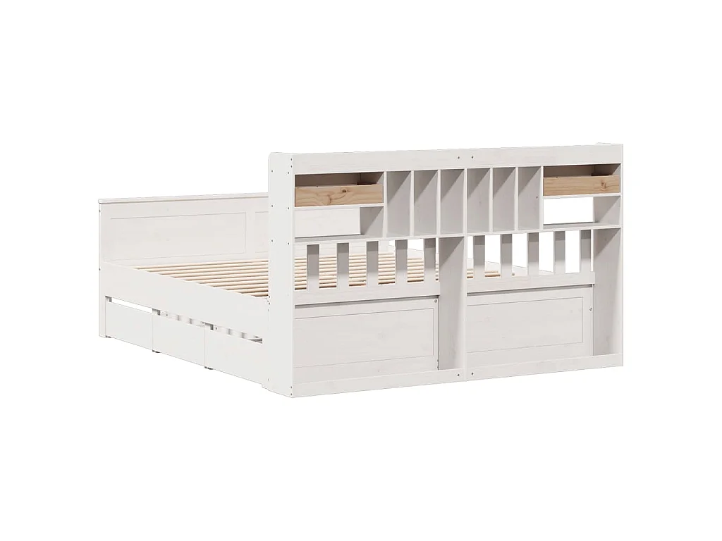 Bed met boekenkast zonder matras grenenhout wit 180x200 cm