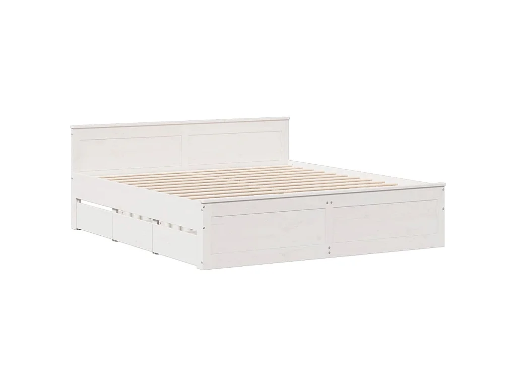 Bed met boekenkast zonder matras grenenhout wit 180x200 cm
