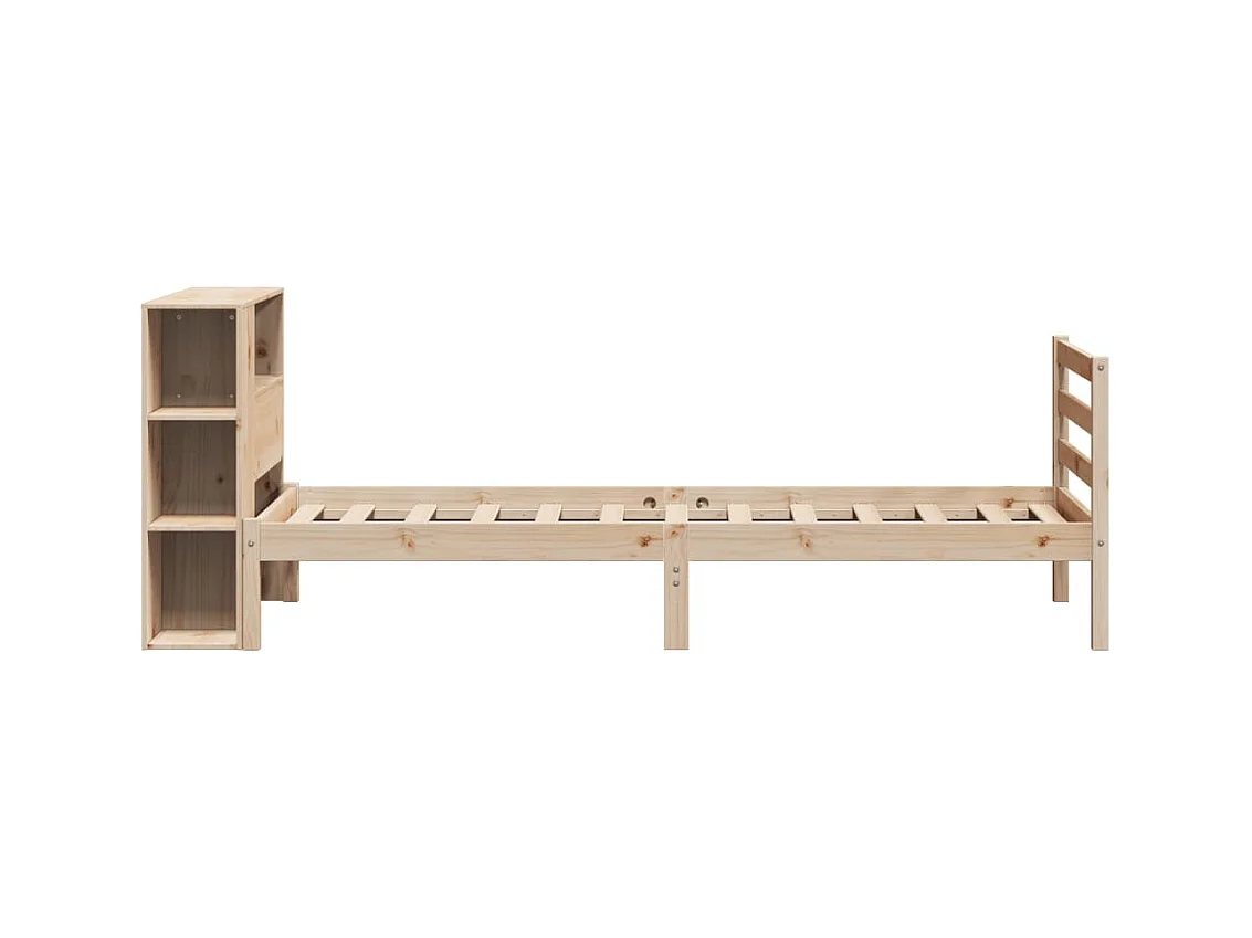 Lit bibliothèque sans matelas 100x200 cm bois massif de pin