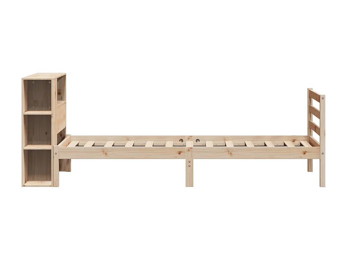 Bed met boekenkast zonder matras massief grenenhout 100x200 cm