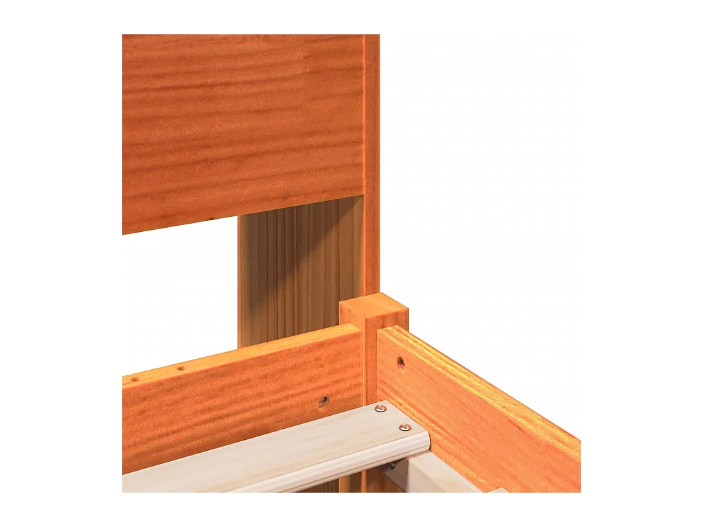 Massivholzbett mit Regal ohne Matratze Wachsbraun 100x200 cm