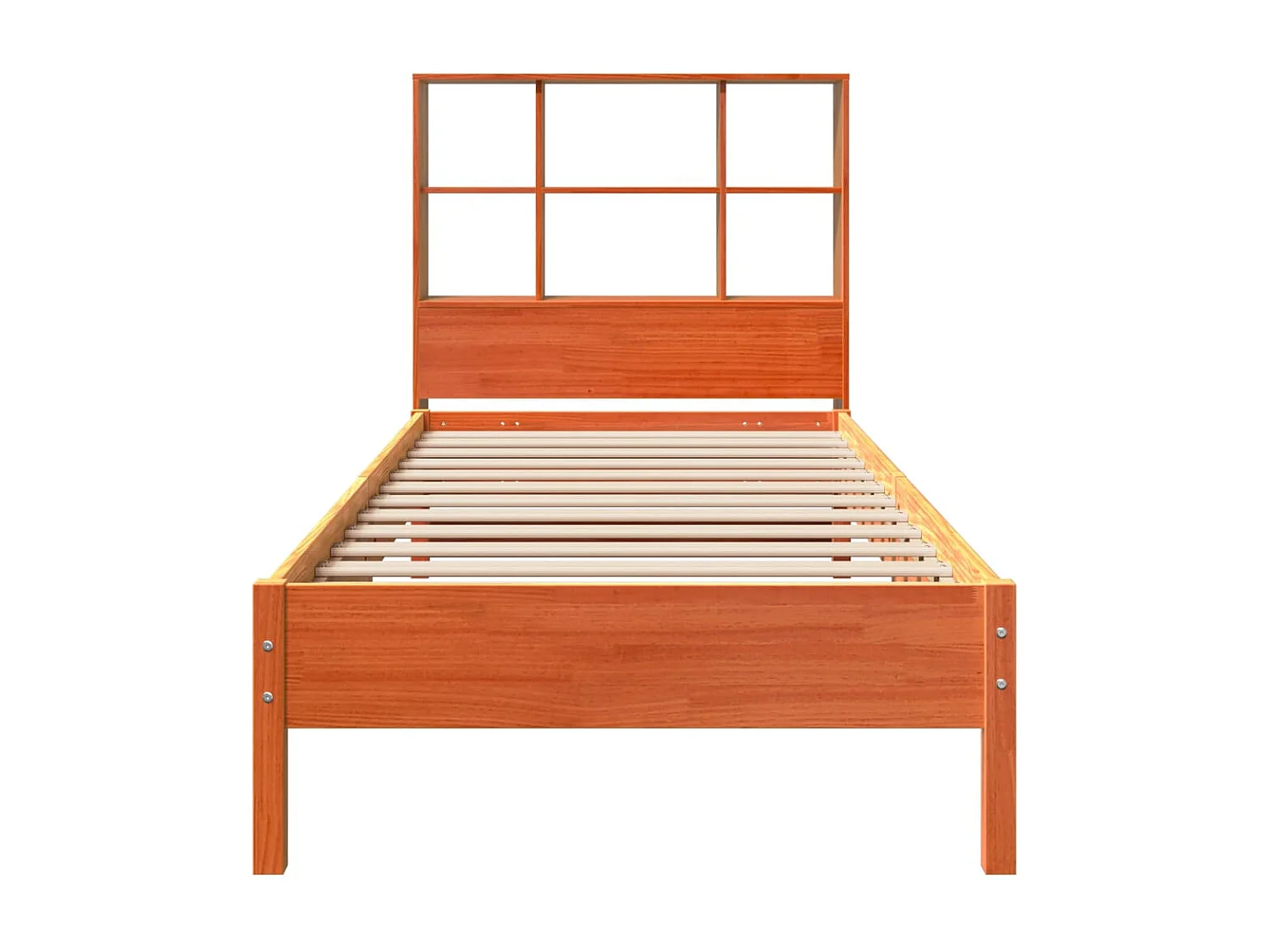 Letto Libreria senza Materasso Marrone Cera 100x200 cm in Pino